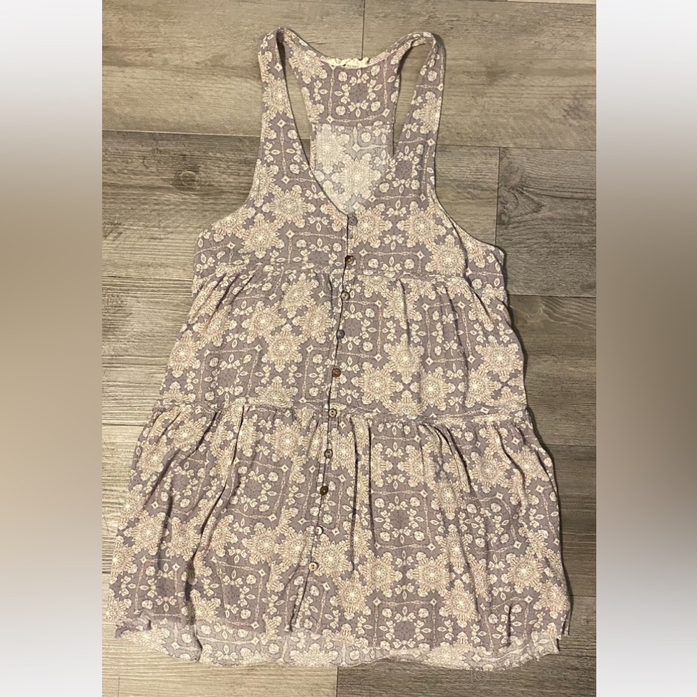 BABYDOLL RAYON SUMMER DRESS. GRAYISH, LAVENDER/CREAM/BEIGE/BABY BLUE